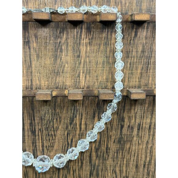 Vintage Clear Glass Graduated Bead Necklace – 16” with Sterling Clasp - Picture 6 of 8